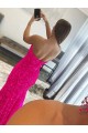 Strapless Sweep Train Velvet Sequin Fuchsia Sleeveless Prom Dress Victoria