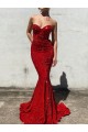 Sweetheart Court Train Velvet Sequin Burgundy Sleeveless Prom Dress / Evening Gown Victoria