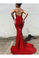 Sweetheart Court Train Velvet Sequin Burgundy Sleeveless Prom Dress / Evening Gown Victoria