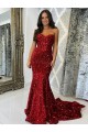 Sweetheart Court Train Velvet Sequin Burgundy Sleeveless Evening Dress Victoria