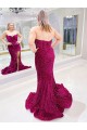 Sweetheart Sweep Train Velvet Sequin Sleeveless Evening Dress Victoria
