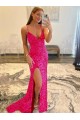V-Neck Sweep Train Long Velvet Sequin Sleeveless Gowns Victoria
