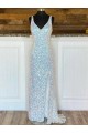 V-Neck Sweep Train Velvet Sequin Sleeveless Evening Gown / Prom Dress Victoria
