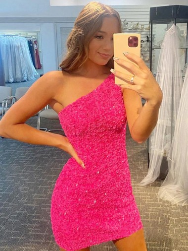 One Shoulder Short Velvet Sequin Sleeveless Evening Gown Victoria