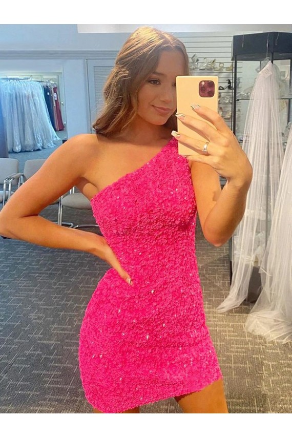 One Shoulder Short Velvet Sequin Sleeveless Evening Gown Victoria