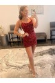 Spaghetti Straps Short Velvet Sequin Burgundy Sleeveless Prom Dress / Evening Gown Victoria