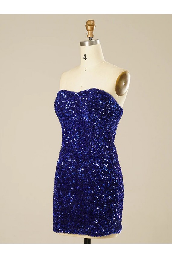 Sweetheart Short Velvet Sequin Sleeveless Prom Dress Victoria