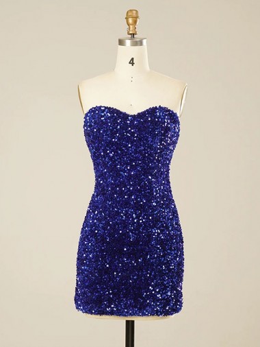Sweetheart Short Velvet Sequin Sleeveless Prom Dress Victoria