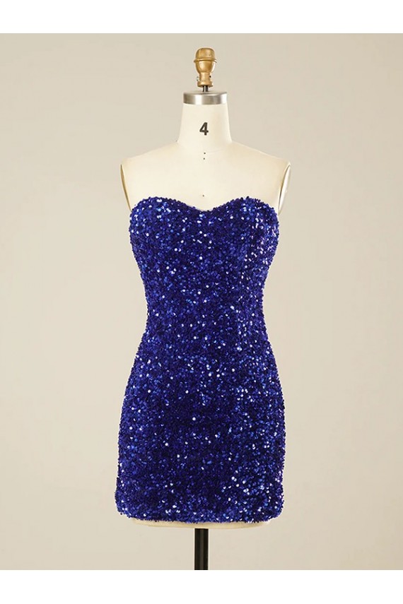 Sweetheart Short Velvet Sequin Sleeveless Prom Dress Victoria