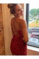 V-Neck Short Velvet Sequin Royal Blue Sleeveless Evening Gown Victoria