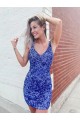 V-Neck Short Velvet Sequin Sleeveless Evening Dress Victoria
