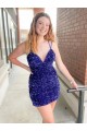 V-Neck Short Velvet Sequin Sleeveless Cocktail Dress / Prom Dress Victoria