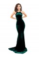 High Neck Sweep Train Stretch Velvet Dark Green Sleeveless Formal Evening Gown / Prom Dress / Bridesmaid Dress Victoria