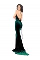 High Neck Sweep Train Stretch Velvet Dark Green Sleeveless Formal Evening Gown / Prom Dress / Bridesmaid Dress Victoria