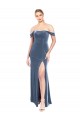 Strapless Long Stretch Velvet Dusty Blue Sleeveless Prom Dress / Bridesmaid Dress Victoria