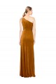 One Shoulder Long Stretch Velvet Gold Sleeveless Formal Evening Gown / Prom Dress / Bridesmaid Dress Victoria