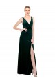 V-Neck Long Stretch Velvet Dark Green Sleeveless Black Tie Evening Dress / Prom Dress / Bridesmaid Dress Victoria