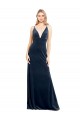 V-Neck Long Stretch Velvet Dark Navy Sleeveless Prom Dress / Bridesmaid Dress Victoria