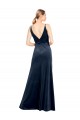 V-Neck Long Stretch Velvet Dark Navy Sleeveless Prom Dress / Bridesmaid Dress Victoria