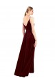 V-Neck Long Stretch Velvet Burgundy Sleeveless Bridesmaid Dress / Evening Dress Victoria