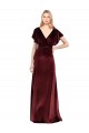 V-Neck Long Stretch Velvet Burgundy Flutter Sleeves Prom Dress / Bridesmaid Dress Victoria