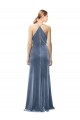 Cowl Neck Long Stretch Velvet Dusty Blue Sleeveless Prom Dress / Bridesmaid Dress Victoria