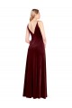 V-Neck Long Stretch Velvet Burgundy Sleeveless Black Tie Prom Dress / Bridesmaid Dress Victoria
