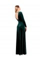V-Neck Long Stretch Velvet Dark Green Long Sleeves Black Tie Prom Dress / Bridesmaid Dress Victoria
