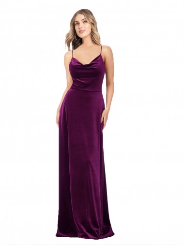 V-Neck Long Stretch Velvet Grape Sleeveless Formal Evening Gown / Prom Dress / Bridesmaid Dress Victoria