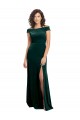 Square Neck Long Stretch Velvet Dark Green Cap Sleeves Formal Evening Gown / Prom Dress / Bridesmaid Dress Victoria