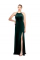 Jewel Neck Long Stretch Velvet Dark Green Sleeveless Prom Dress / Bridesmaid Dress Victoria