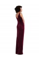 V-Neck Long Stretch Velvet Burgundy Sleeveless Semi Formal Evening Dress / Prom Dress / Bridesmaid Dress Victoria