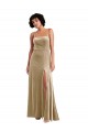 Square Neck Long Stretch Velvet Champagne Sleeveless Formal Evening Gown / Prom Dress / Bridesmaid Dress Victoria