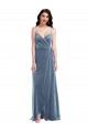 Sweetheart Long Stretch Velvet Dusty Blue Sleeveless Semi Formal Evening Dress / Prom Dress / Bridesmaid Dress Victoria