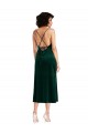 Cowl Neck Midi Length Stretch Velvet Dark Green Sleeveless Black Tie Evening Gown / Prom Dress / Bridesmaid Dress Victoria