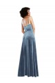 Cowl Neck Long Stretch Velvet Dusty Blue Sleeveless Semi Formal Evening Dress / Prom Dress / Bridesmaid Dress Victoria