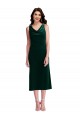 Cowl Neck Midi Length Stretch Velvet Dark Green Sleeveless Evening Gown / Prom Dress / Bridesmaid Dress Victoria