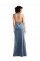 Cowl Neck Long Stretch Velvet Dusty Blue Sleeveless Bridesmaid Dress / Evening Dress Victoria