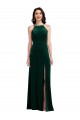 High Neck Long Stretch Velvet Dark Green Sleeveless Semi Formal Evening Dress / Prom Dress / Bridesmaid Dress Victoria