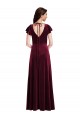 V-Neck Long Stretch Velvet Burgundy Flutter Sleeves Semi Formal Evening Dress / Prom Dress / Bridesmaid Dress Victoria