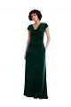 Cowl Neck Long Stretch Velvet Dark Green Cap Sleeves Black Tie Evening Gown / Prom Dress / Bridesmaid Dress Victoria