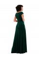 Cowl Neck Long Stretch Velvet Dark Green Cap Sleeves Black Tie Evening Gown / Prom Dress / Bridesmaid Dress Victoria