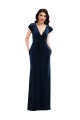 V-Neck Long Stretch Velvet Dark Navy Flutter Sleeves Formal Dress / Bridesmaid Dress Victoria