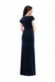 V-Neck Long Stretch Velvet Dark Navy Flutter Sleeves Formal Dress / Bridesmaid Dress Victoria