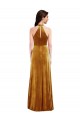 High Neck Long Stretch Velvet Gold Sleeveless Semi Formal Evening Dress / Prom Dress / Bridesmaid Dress Victoria