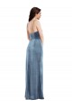 Sweetheart Long Stretch Velvet Dusty Blue Sleeveless Formal Evening Gown / Prom Dress / Bridesmaid Dress Victoria