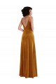 V-Neck Long Stretch Velvet Gold Sleeveless Semi Formal Evening Dress / Prom Dress / Bridesmaid Dress Victoria