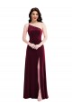 One Shoulder Long Stretch Velvet Burgundy Sleeveless Black Tie Evening Dress / Prom Dress / Bridesmaid Dress Victoria