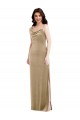 One Shoulder Long Stretch Velvet Champagne Sleeveless Black Tie Evening Gown / Prom Dress / Bridesmaid Dress Victoria