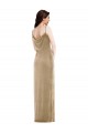 One Shoulder Long Stretch Velvet Champagne Sleeveless Black Tie Evening Gown / Prom Dress / Bridesmaid Dress Victoria